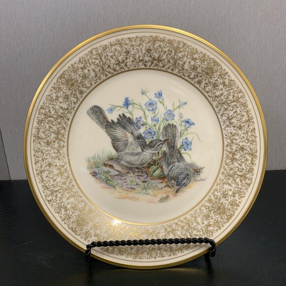 2 Lenox Porcelain Collector Plates Boehm Birds 1978 Mockingbirds 1979 Kinglets - Picture 2 of 8